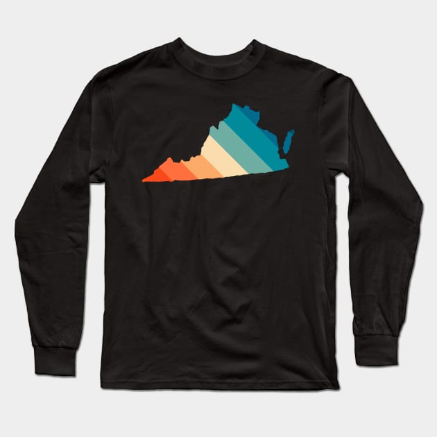 Virginia State Retro Map Long Sleeve T-Shirt by n23tees